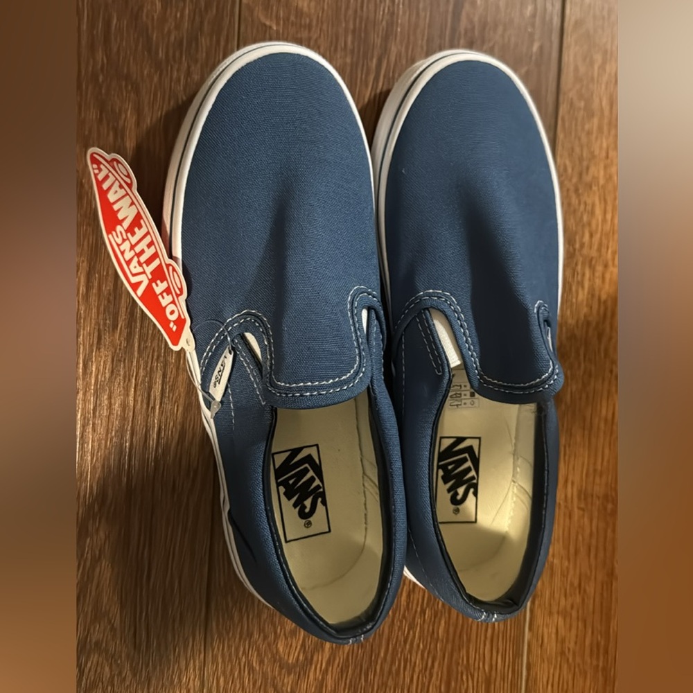 Kids blue slip on vans size 3